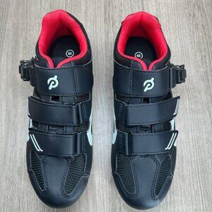 Peloton Cycling Shoes Mens Sz 6.5 Low Top Adjustable Hook & Loop Strap Black Red